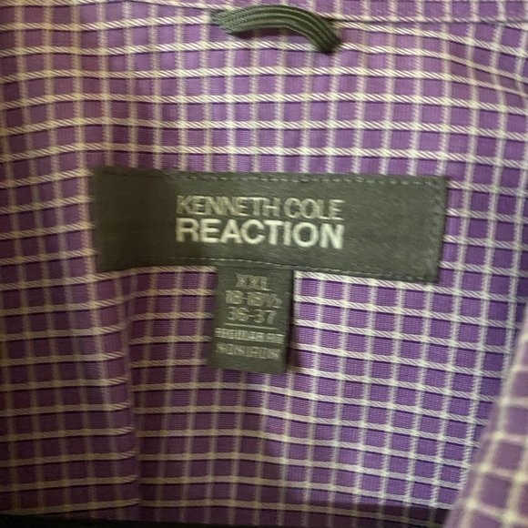 Men's Dress Shirt, Purple with white check boxes, Kenneth Cole Reaction - Picture 2 of 5